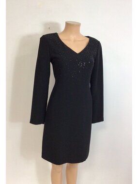 Jones New York Black Dress Sequin Trim Womens 4